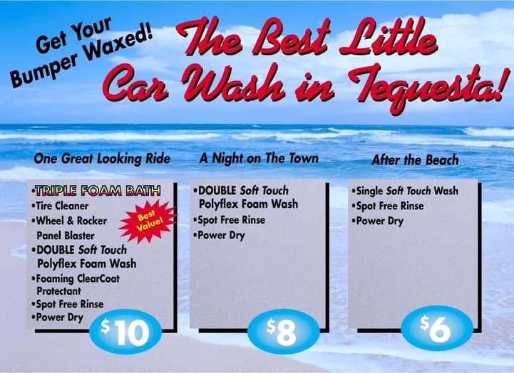 car wash signs menu